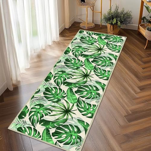 Tapete corredor verde hojas 2x6 ft para pasillos miniatura 3