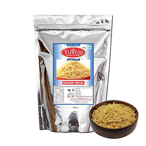 Image of Yuvraj Food Product Namkeens Ratlami Long sev & Bikaneri Bhujiya (barik sev) pack of 2 800 gm