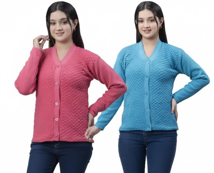 Women Solid Cardigan Sweater Combo | Trendy Long Sleeve Casual Knitwear for Girls Women | Soft Winter Layered | Stylish V-Neck Sweater Top-image-48