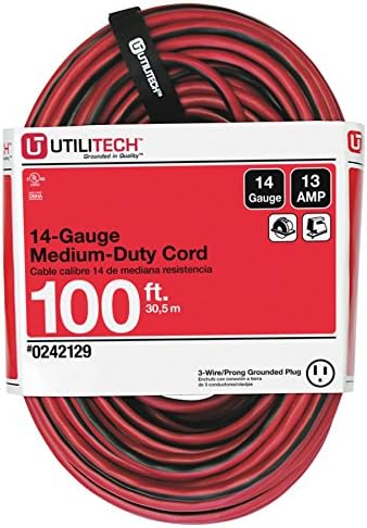 Utilitech 100-ft 13-Amp 120-Volt 1-Outlet 14-Gauge Red/Black Outdoor Extension Cord