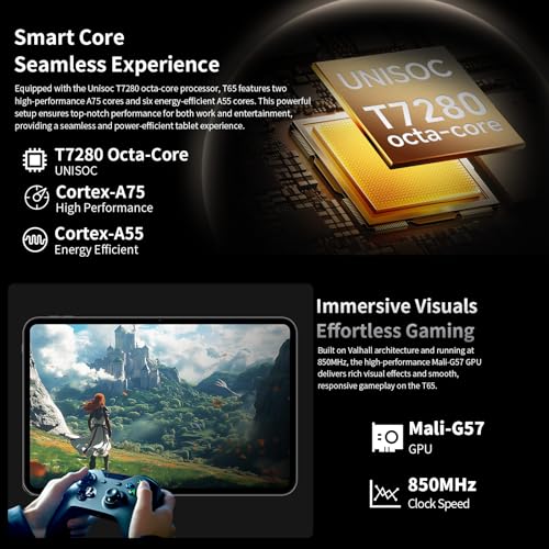 TECLAST Tablet 13.4 Inch, T65 Android 16 Tablet, 26GB RAM 128GB ROM(TF 1TB), 8000mAh, 2.4G/5G WiFi,1920x1200 IPS, Quad-Core Large Tablets, 5+13MP, BT5.0 - Metal - Image 5