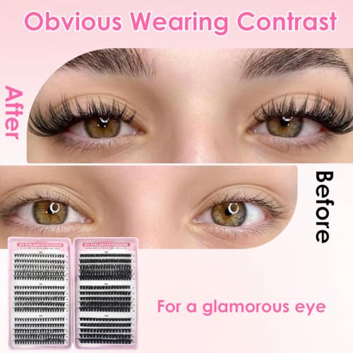 Image of MAYCREATE 570pcs Lash Clusters Fake Eyelashes Eye Lashes for Women 8 10 12 14 16mm Mixed Length & Densities Cluster Lashes Eyelash Wispy Cat Eye Custom Volume False Eyelashes (Non-Adhesive)