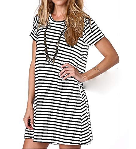 Image of Alaster Women's Casual Summer T Shirt Dress Loose Short Sleeve Tunic Dress with Pocket for Women