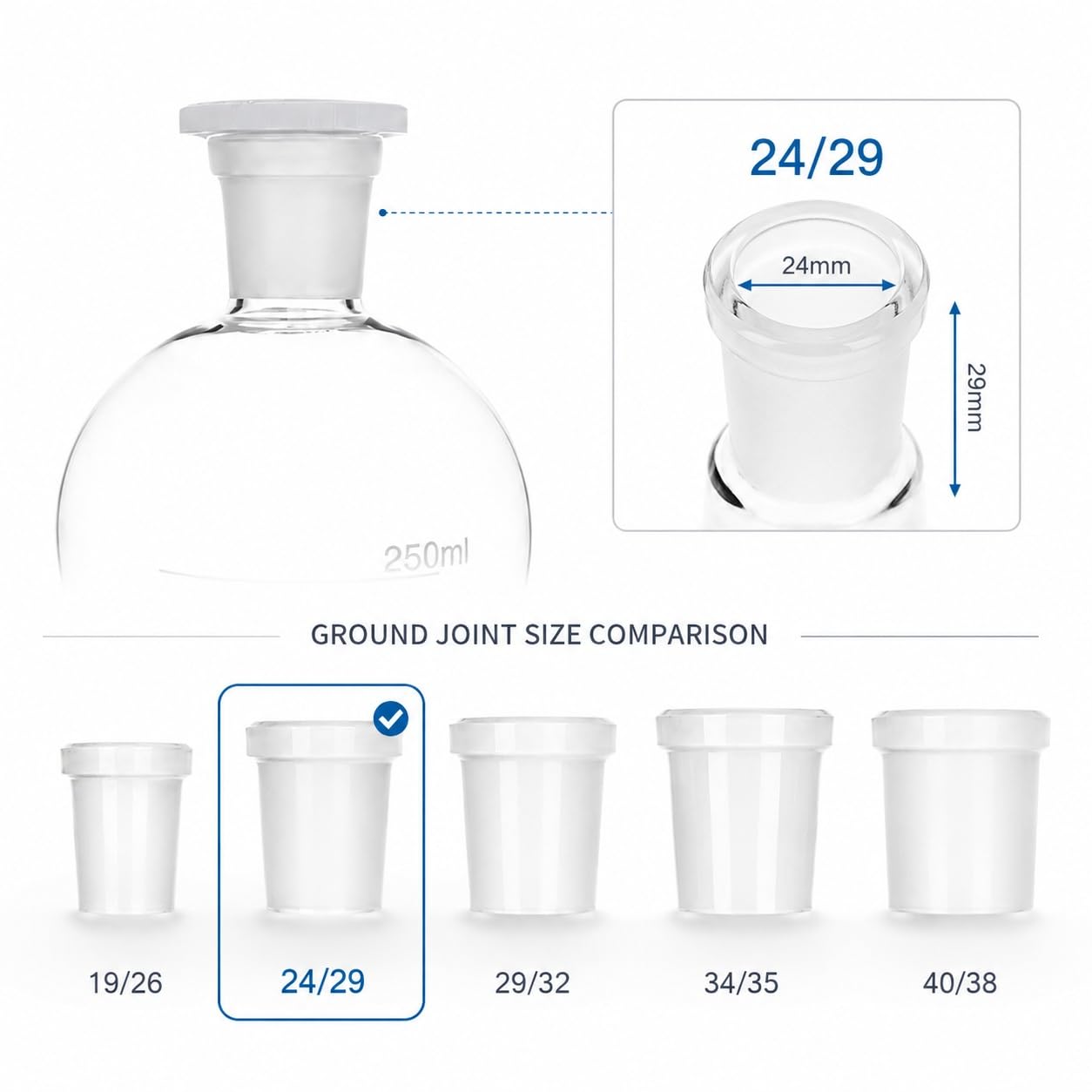 Embudo Decantación Vidrio Borosilicato Llave PTFE Matraz Graduado-1000mL 24/29