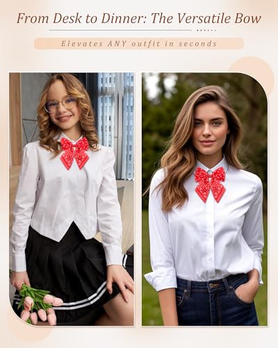 Image of AWAYTR Ladies Adjustable Pre tied Bowtie - Solid Color Bow Ties for Women