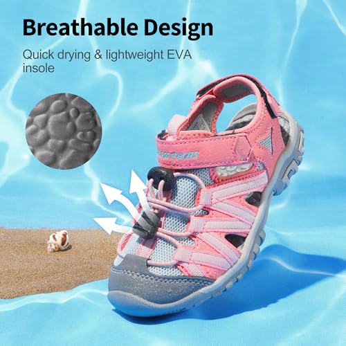 Image of DREAM PAIRS Boys Girls Closed-Toe Outdoor Summer Water Sport Sandals for Toddler /Little /Big Kid