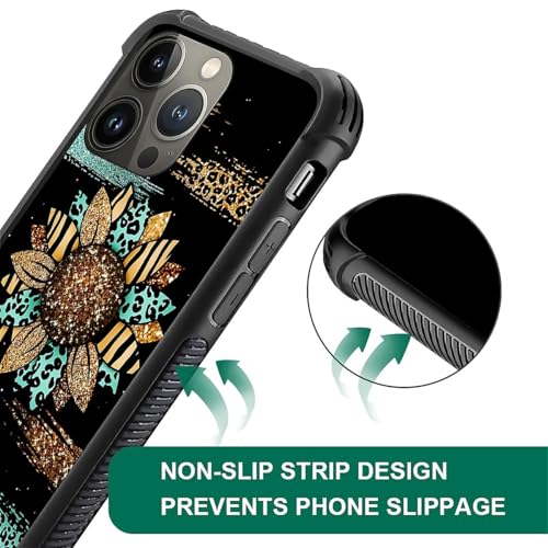 CARLOCA Compatible with iPhone 13 Pro Max Case,Shiny Sunflower Leopard Cases for Girl Fashion Graphic Design Shockproof Anti-Scratch Drop Protection Case for iPhone 13 Pro Max - image 5