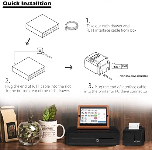 Image of Smart Cash Drawer Metal, for Point of Sale (POS) System, 5 Cash /8 Coin, Cash Drawer