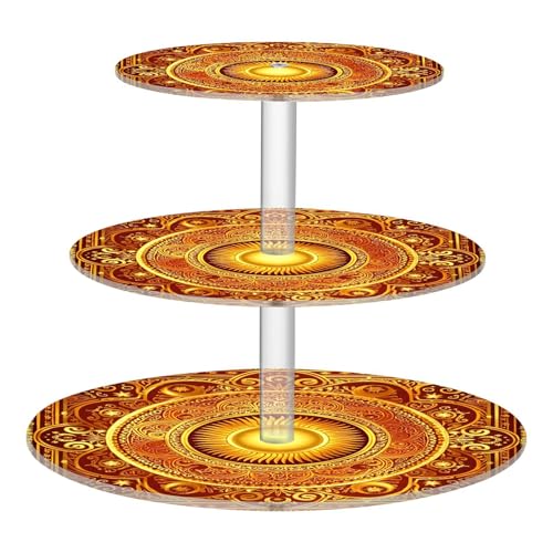 Nander 3 Tier Cupcake Stand,Radiant Golden Sun Large Cupcake Tower Display, Round Cupcake Holder, Acrylic Dessert Stand, Pastry Display Tree for Party, Wedding, Baby Shower