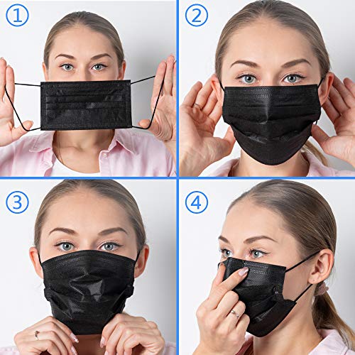50pcs 3-Ply Disposable Face Mask Breathable Black Masks - Image 6