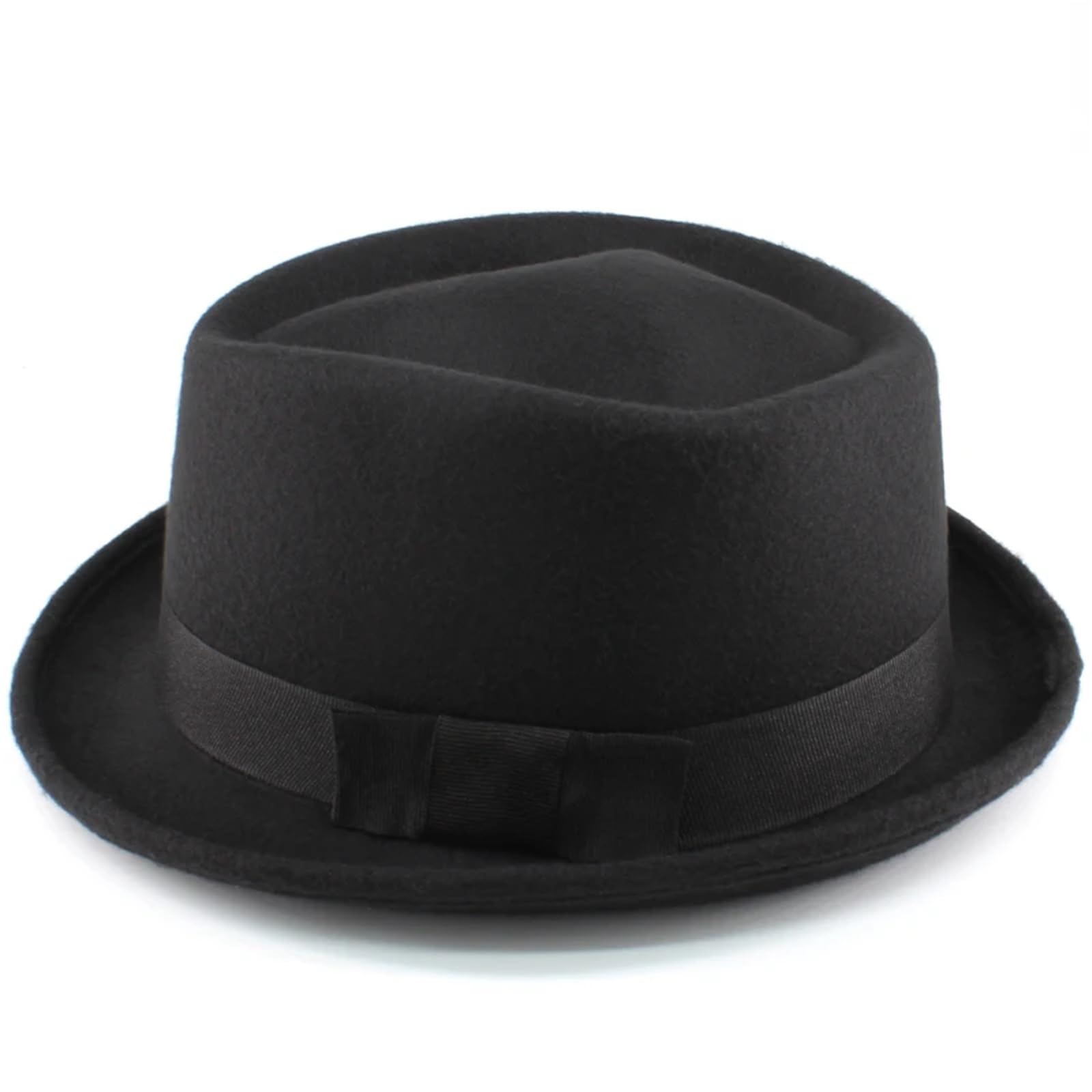 Hombres Mujeres Top Pork Pie Sombreros Bowtie Band Fedora Sunhat Trilby Caps Jazz Party Viajes al Aire Libre para Una Gala, Fiesta De Disfraces(Brown)