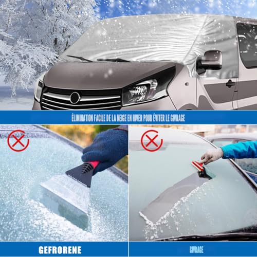 Opaltool Housse de Pare-Brise Tethermique Externe adapté au O-pel Vivaro Renault Trafic Fiat Talento N-issan NV300 2014-2023, Housse de Pare-Brise Argentée de Luxe – vue 2
