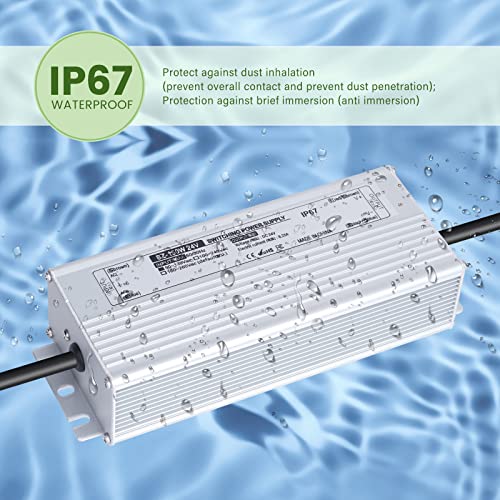 Image of LED Driver 24V 150W LED Power Supply 90-265V AC to 24V DC Low Voltage Output Waterproof IP67 LED Power Supply Transformer Adapter with 3-Prong Plug for LED Light Computer Project Outdoor Light
