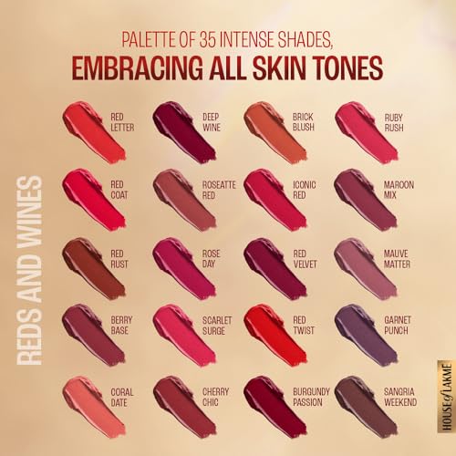 Image of LAKME Powerplay Priming Matte Lipstick, Smooth Matte Finish, Lightweight Lipstick, Smudgeproof, Lasts 16hrs, Hydrates Lips, Maroon Mix, 3.6g (Pack of 3)