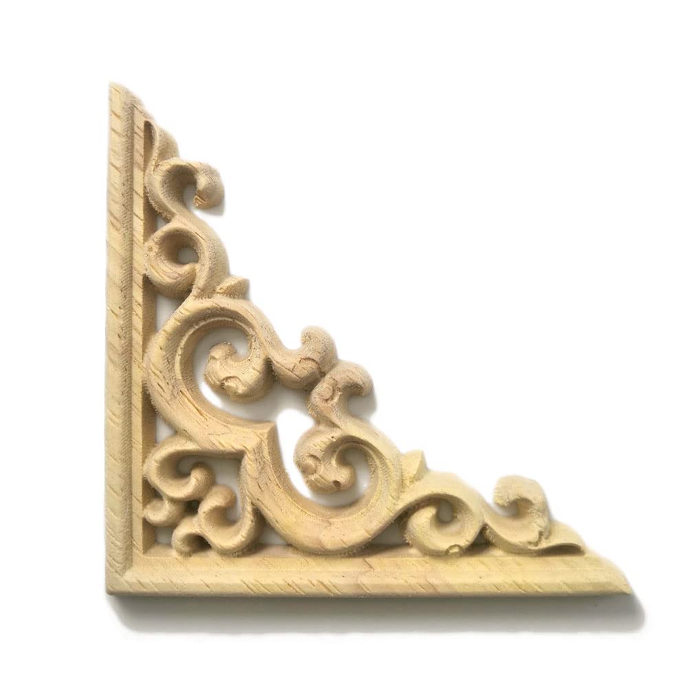 Buy Wood Carved Appliques and Onlays, DIY Smolder Unpainted Decorative