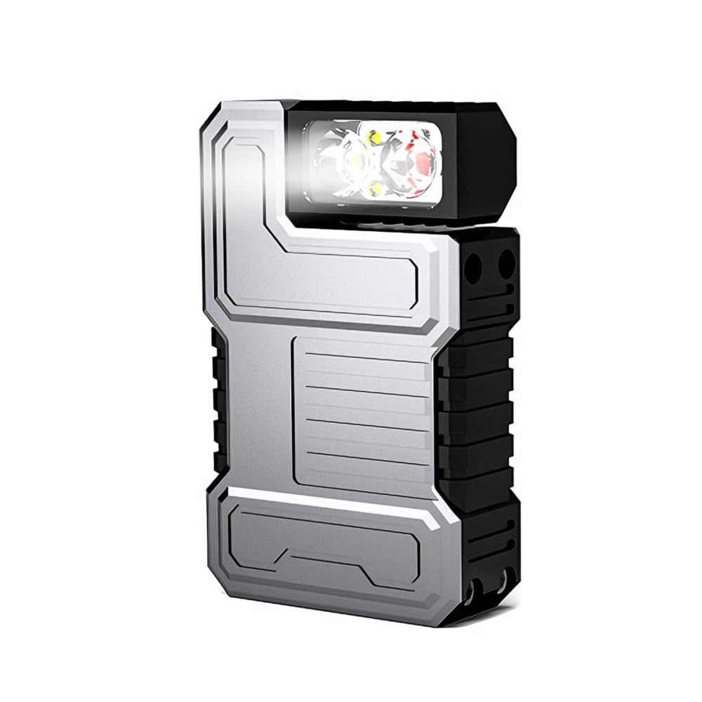 BDKMMS Magnetic LED Torch, 180° Rotatable 2-Modes White/Red Light Torch with Clip, Portable Outdoor Flashlight for Night Camping Hiking Emergency
