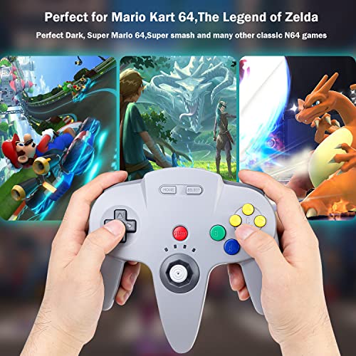 Image of Wireless USB N64 Controller for Switch, 2.4ghz Rechargeable N64 Remote Wireless Game Joystick Controller for Switch /Switch Lite /Switch OLED, MAC, PC Windows 7,8,10,11 Gray