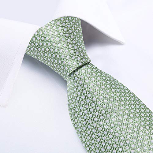 Image of DiBanGu Extra Long Tie for Men 63 inch XL Silk Necktie Set | Pocket Square and Cufflinks, Big and Tall, Jacquard Woven, Gift Box, Paisley /Plaid /Solid /Striped, for Weddinng Party Business