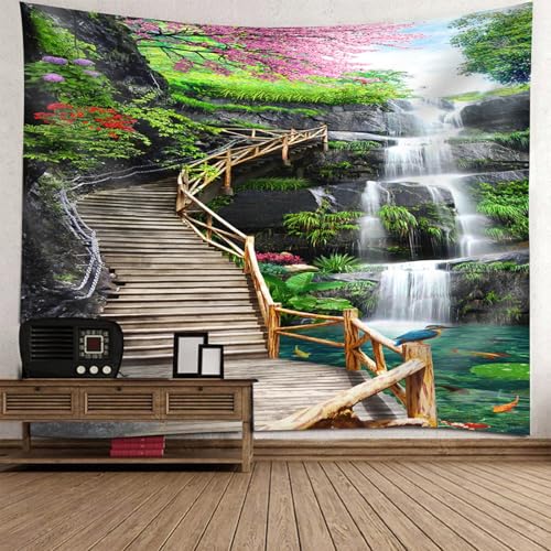 Tapisserie fantastique cascade 240x220cm au graphisme immersif pour adulte et enfant