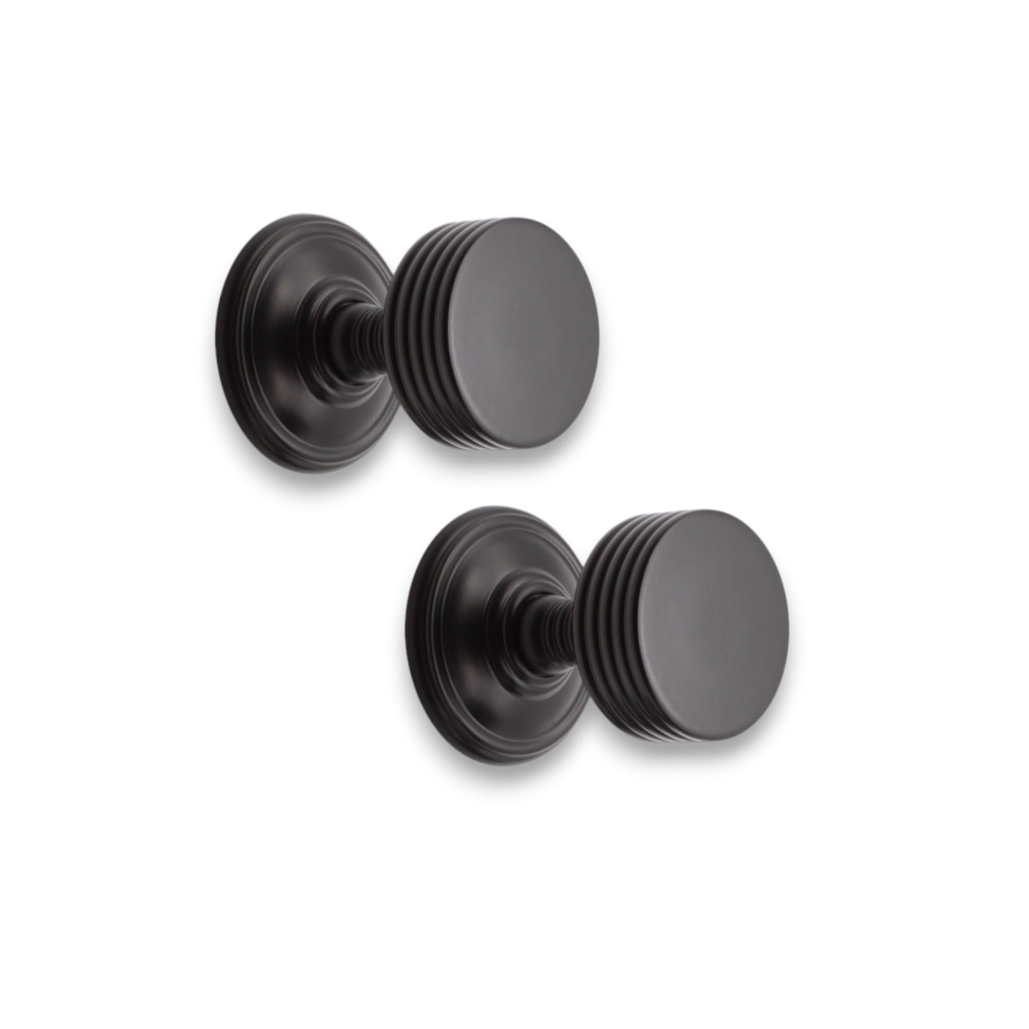 Infinity Decor Oxford Ribbed Design Matt Black Mortice Door Knobs Set 60mm - Pull Handles Ideal for Interior & Exterior Doors