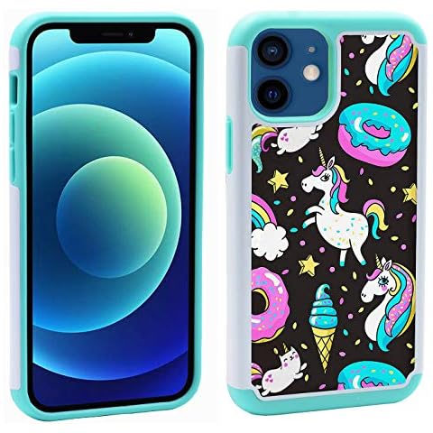 TPACC Case for iPhone 12 - Unicorn in Rainbow Sprinkles Donut Pattern Shock-Absorption Hard PC and Inner Silicone Hybrid Dual Layer Armor Shockproof Protective Case Cover for iPhone 12 Pro,iPhone 12 Cover