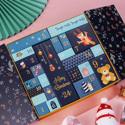 Yuthsona Calendário Do Advento de Natal com 24 Caixas de Tesouro de Papelão Calendário de Contagem R