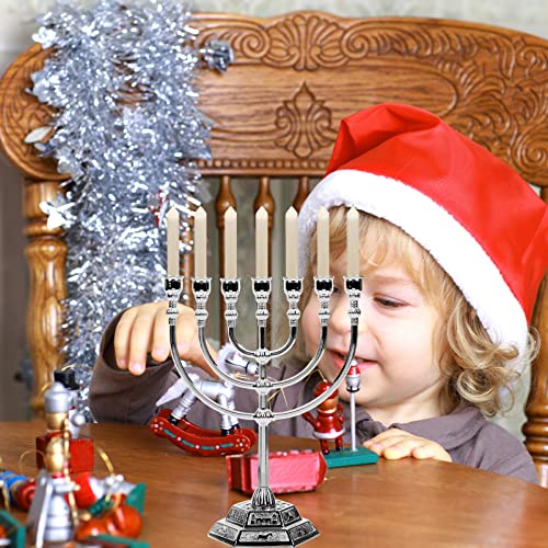 DEARMAMY Israel Temple 7-Branch Menorah Candle Holder Seven-Hole Metal Candelabrum Vintage Judaica Ornament for Home Party Wedding Decoration - Image 3