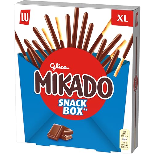 Mikado Snack Box, Palitos de Galleta Crujientes de Chocolate con Leche, Ideal para Snack, Pack de 159 gr