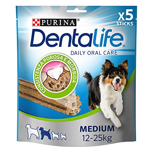 PURINA DENTALIFE Daily Oral Care Snack per l'Igiene Orale per Cani Adulti 6 Confezioni da 5 Stick
