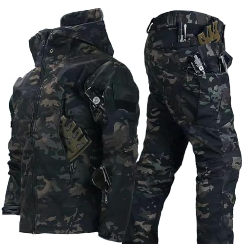 Gvqng Taktischer Anzug, Taktische Jacke Und Hose FüR Herren, wasserdichte Armee-Kampfanzug-Sets, Taktische Tarnkleidung FüR Die Jagd, Kampfjacke Und -Hose FüR Herren,02,XL