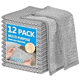 WYDZKJ 12Pack Multipurpose Wire Dishwashing Rags, Upgrade Non Scratch Wire Dishcloth, Silver Mesh Dish Cloths...