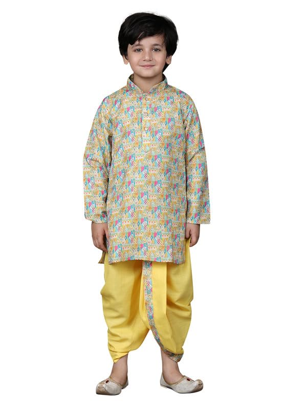 Image of superminis Boys Cotton Solid Jacket, Kurta Dhoti Set