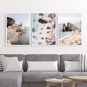 JINWEN Poster Natuur Landschap Print Kustparaplu Zee Strand Canvas Kunst Schilderij Zeegezicht Foto’s Muur Decoratie…