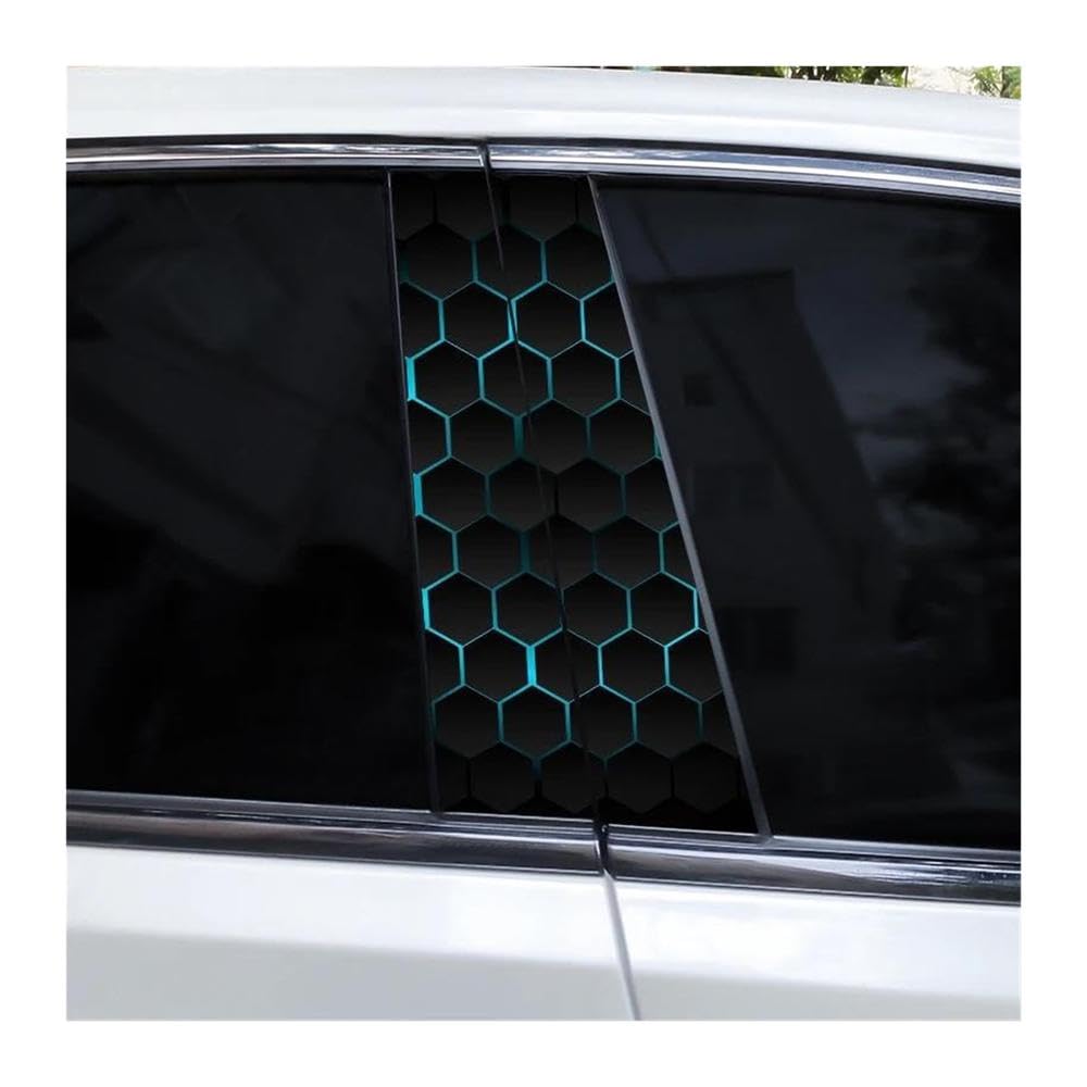 Decorative Items 2PCS Car Center Pillar Sticker Hexagonal Image Cover Scratches Vinyl Waterproof(H)