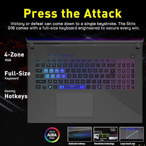 ROG Strix G18 Gaming Laptop, NVIDIA GeForce RTX 5070, AMD Ryzen 9 7940HX, 16 GB di RAM, 2 TB di memoria (SSD da 1 TB+docking station da 1 TB), display da 18 pollici 2,5 K 240 Hz, tastiera - Notebook - Immagine 4