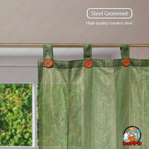 Image of HIPPO 160 GSM Outdoor Sun Blocking Balcony Loop Curtains Sun & UV Protection, Light Filtering 3FTX9FT Long Door Curtain (Camouflage-Green)
