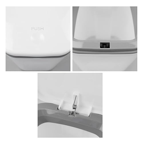 Miniatura 3 de Begale Cubo de basura de escritorio de plástico blanco de 0.5 galones, mini bote de basura con tapa