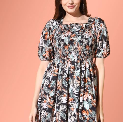 Image of Femvy Women's Polyester Fit and Flare Knee-Length Dress