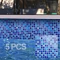 LSDECO 5 Sheets Glass Mosaic Tiles Backsplash, Pool Tiles, 12" x 12" Kitchen Backsplash Tile, Glass Tiles for Bathroom Border Shower Wall (5 Sq.Ft Cobalt Blue)