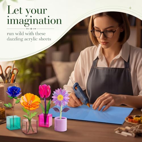 Image of Geetery 30 Pcs Colored Acrylic Sheets, 8 x 8 x 1 /8 Inch Thick Translucent Cast Acrylic Sheet, Plastic Boards for Back to School DIY Project Picture Frame, Art Crafts Laser Cutting Engraving, 15 Colors
