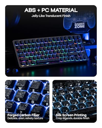Image of EPOMAKER Frost Jelly Keycaps Set, 126 Keys Forged Carbon Fiber Keycaps | Cherry Profile, ABS+PC, MX-Style Compatible for 61 /68 /84 /87 /98 /100 /104 /108 ANSI Layout Mechanical Gaming Keyboards (Black)