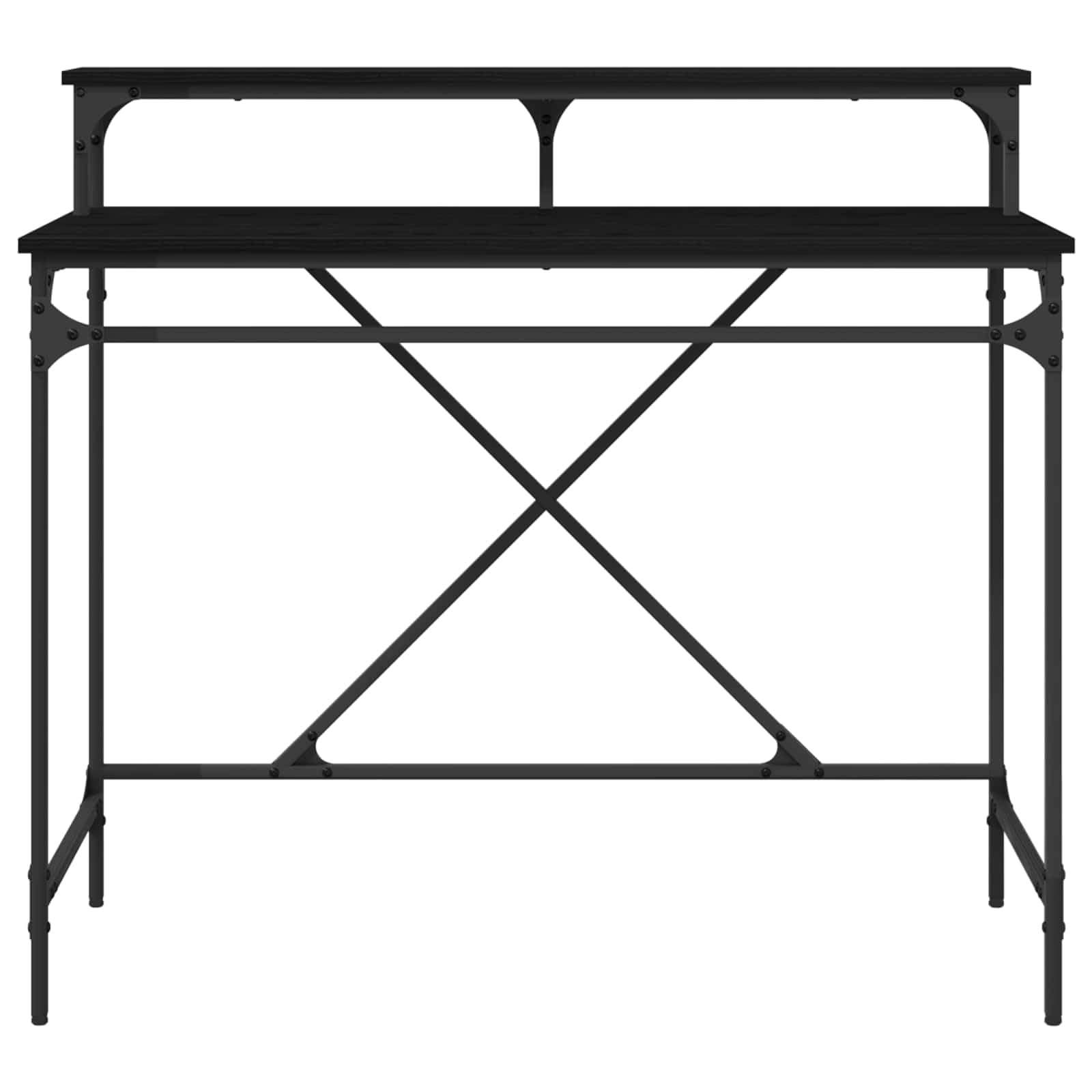Bureau chêne Noir en Bois d'ingénierie 100 x 50 x 90 cm avec étagère, Meuble de Rangement pour Poste de Travail Informatique, Bureau Compact pour télétravail et Espace étudiant