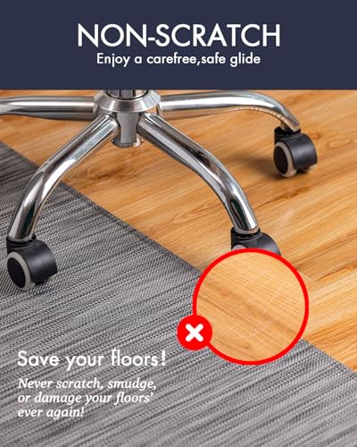 Image of Baroyal Office Chair Mat for Hardwood Floor Under Desk Computer Rolling Chair Mat for Wood /Tile Floor Non-Slip Heavy Duty Desk Rug PVC Plastic Hard Floor Protector 36 inch x 48 inch (Gray)