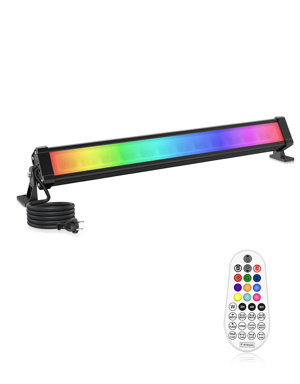 CLY Faretto LED RGB Esterno 25W, Barra LED RGB da Esterno con Telecomando 360° RF Impermeabile IP66, 10 Colori Cambia 30 Modalità Dinamiche 6 Luminosità, Memoria Funzione, Luce RGB per Esterni Festa