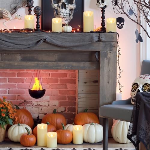 Image of GenSwin Flameless Candles with Remote Timer, 6Pcs Ivory Indoor LED Battery Operated Candles, Won't Melt, Plastic Pillar Candle with 3D Wick for Home Party Decor Table Centerpieces(D3 inch x H4 inch5 inch6 inch)