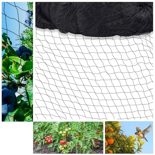 alouweekuky 15 m x 15 m Malla Antipajaros, Malla Antipalomas Negra, Red de Protección para Pájaros Protección de Plantas, árboles, Frutas, Verduras, Estanque, Control de Aves(Malla de 5 x 5 cm)