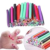 FRCOLOR 50pcs 3D Nail Art Stickers Manicure Fimo Canes Rods Sticks for DIY Nail Decoration 5 x 50 mm (Flower Style)