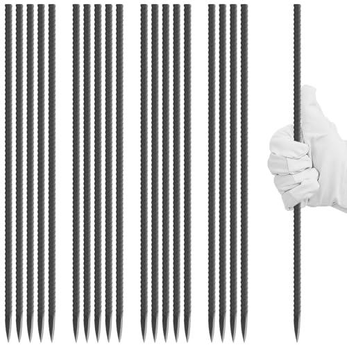 12 Inch Rebar Stakes Heavy Duty 20 Pack Straight Metal Garden Stakes with Chisel Point End 5/16 Diameter Landscape Timber Spikes Ground Anchors for Timber Garden Tent Camping Fence