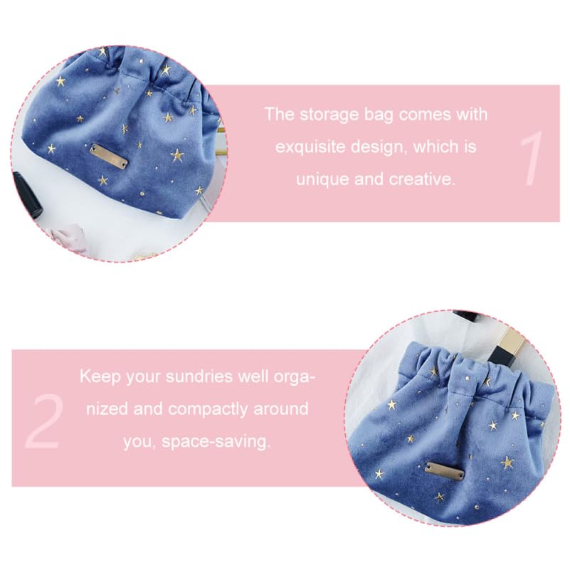 POPETPOP Cosmetic Bag for Women, Small Portable Blue Makeup Purse for Travel, Aesthetic Storage for Women, Girls4