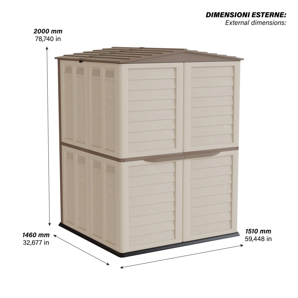 INTEC - Abri de Jardin Extérieur Beige - Cabanon de Jardin avec Plancher 151x146x200 - Rangement Outils, Vélos